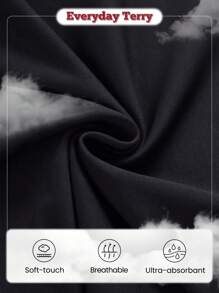 GLOWMODE Everyday Terry 2-In-1 Drawstring Long Sleeve Cropped Hoodie Sweatshirt With Thumbhole - Black - View 4