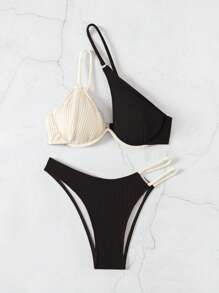 SHEIN Swim Summer Beach Women's Color Blocked Swimwear Set