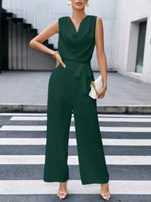 SHEIN Privé Của phụ nữ Cổ bò Thắt lưng Áo liền quần - màu xanh lá - Xem 3