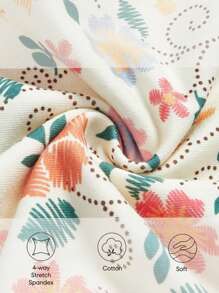 Cozy Pixies Bộ đồ liền thân dệt kim mềm mại họa tiết hoa cổ tròn tay ngắn hai vai cho bé gái 2 món/bộ - Màu tím hoa cà - Xem 11