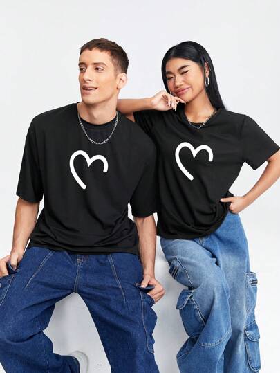 Manfinity Hypemode Loose Black Knitted Crew Neck Short Sleeve T-Shirt For Men