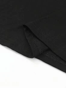 Acelitt Women's Round Neck Elegant Water-Soluble Lace Lantern Sleeve T-Shirt - Black - View 8