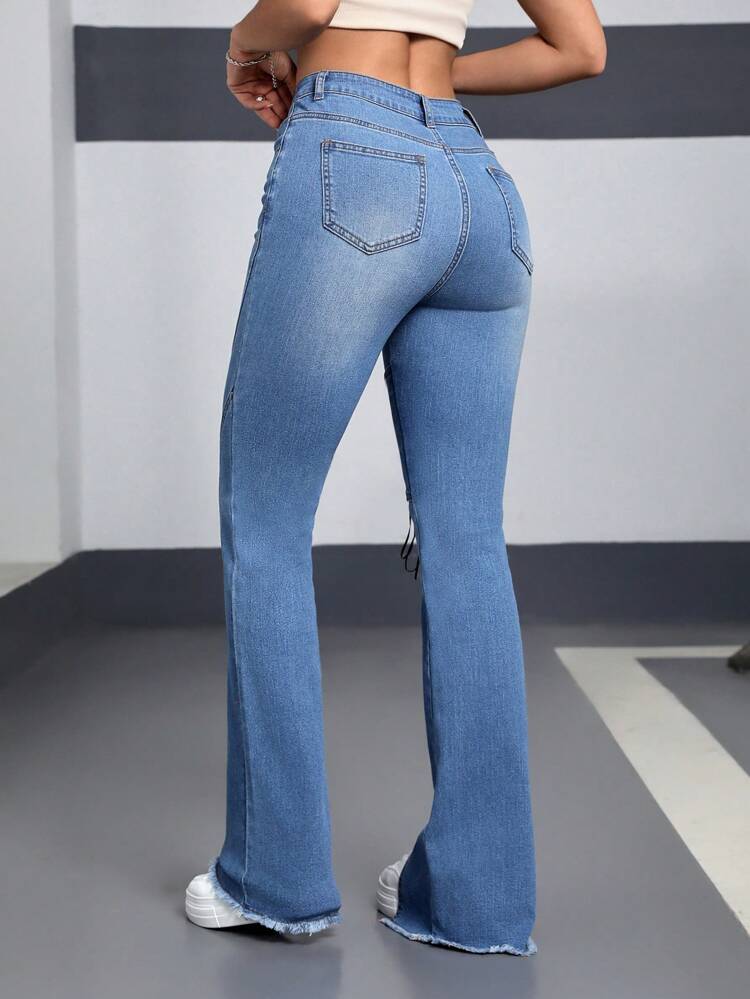 Women's Denim Jeans With Buckle Belt