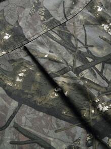 Manfinity Homme Men's Long Sleeve Denim Shirt With Tree Pattern