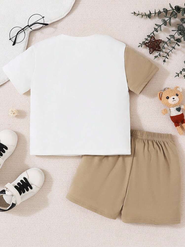 子供服 カートゥーン ショートスリーブ Tシャツ & ショートパンツ 2点セット