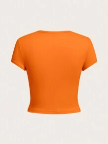 SHEIN EZwear 4 件套休闲圆领短袖短款修身女式 T 恤，适合夏季 - 彩色 - 查看 2