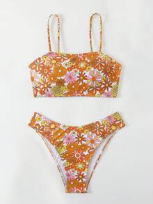 SHEIN Swim Bộ bikini hoa Ditsy dành cho nữ bãi biển mùa hè Valentine - Nhiều màu - Xem 4