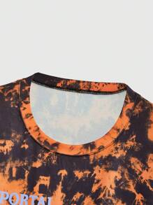 Stevenrhodes Summer Tie-Dye Cartoon Letter Printed T-Shirt, Summer Daily - Multicolor - View 3