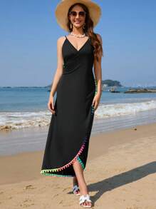 Swim Vcay Summer Outfits For Women Women's Flower Print One-Piece Beachwear Smock Cover-Up, Random Floral Pattern Summer