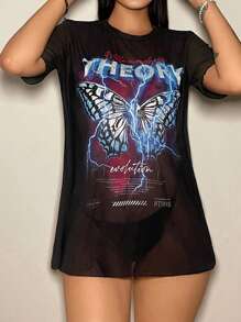 Swim EVENT Women'S Butterfly & Letter Pattern Printed Bikini Set Summer - Black - View 6