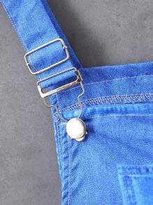 SHEIN Tween Boy's Digital Print Overalls In Denim Effect - Blue - View 3