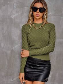 AAmilife Solid Round Neck Sweater,Long Sleeve Tops