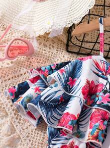 SHEIN Cô gái Tween Quây Hawaiian In Hoa Váy có thắt lưng - Màu Hồng Tươi - Xem 7