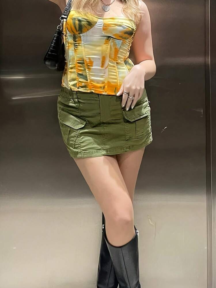 Women's Solid Color Utility Skirt