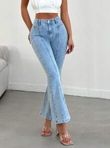 RueChic Vaqueros casuales de pierna acampanada y ajuste slim