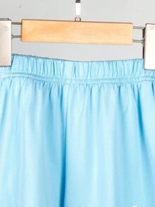 SHEIN Young Boys' Face Print Short Sleeve T-Shirt And Shorts Set - Blue - View 5