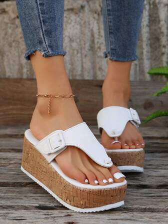 2024 Summer European And American Trade Plus Size Sandals, Slope Heels, Flip Flops, Beach, Women's Slipper