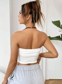 SHEIN Unity Solid Color Cropped Strapless Top - White - View 8