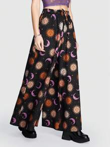 ROMWE Của phụ nữ mặt trời , Mặt trăng Và Ngôi sao In quần ống rộng Hippie Quần - Nhiều màu - Xem 3
