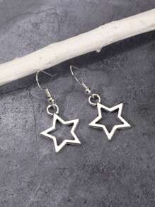 ROMWE Goth 3 Pares De Pendientes De Gota Con Diseño De Estrella - Plateado - Ver 5