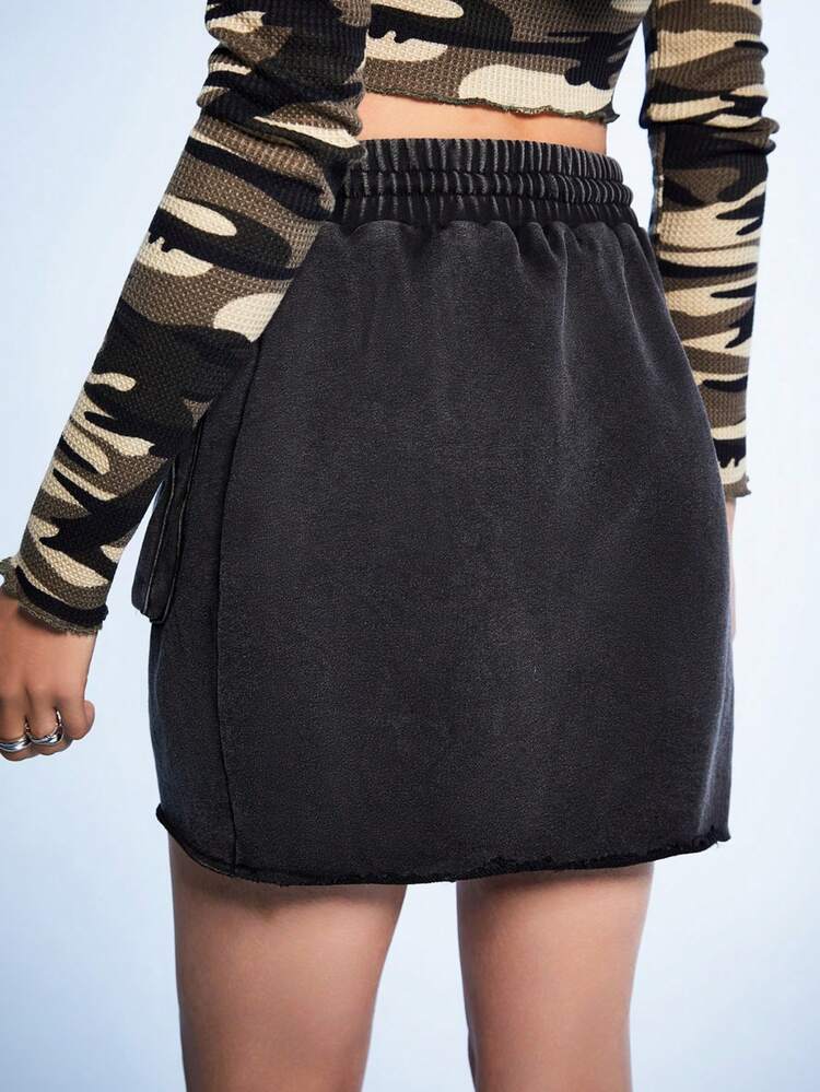 Women's Solid Color Cargo Skirt