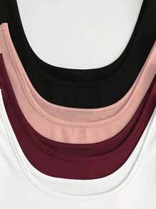 INAWLY 4pcs/Set Plus Size Solid Cropped Tank Tops - Multicolor - View 3