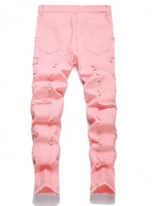 Tween Boy Casual Frayed Pocket Denim Jeans - Pink - View 5