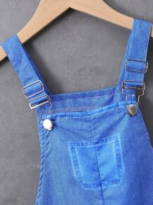 SHEIN Tween Boy's Digital Print Overalls In Denim Effect - Blue - View 4