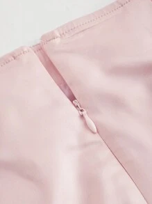 SHEIN MOD Damen Y2k Einfarbiger Hohe Taille Gerader Rock Mit Rüsche Und Dekorativen Rand - Pink - Übersicht 3