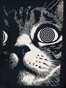 INAWLY Plus Size Round Neck Drop Shoulder T-Shirt Graphic Tees Women Tops - Black - View 3