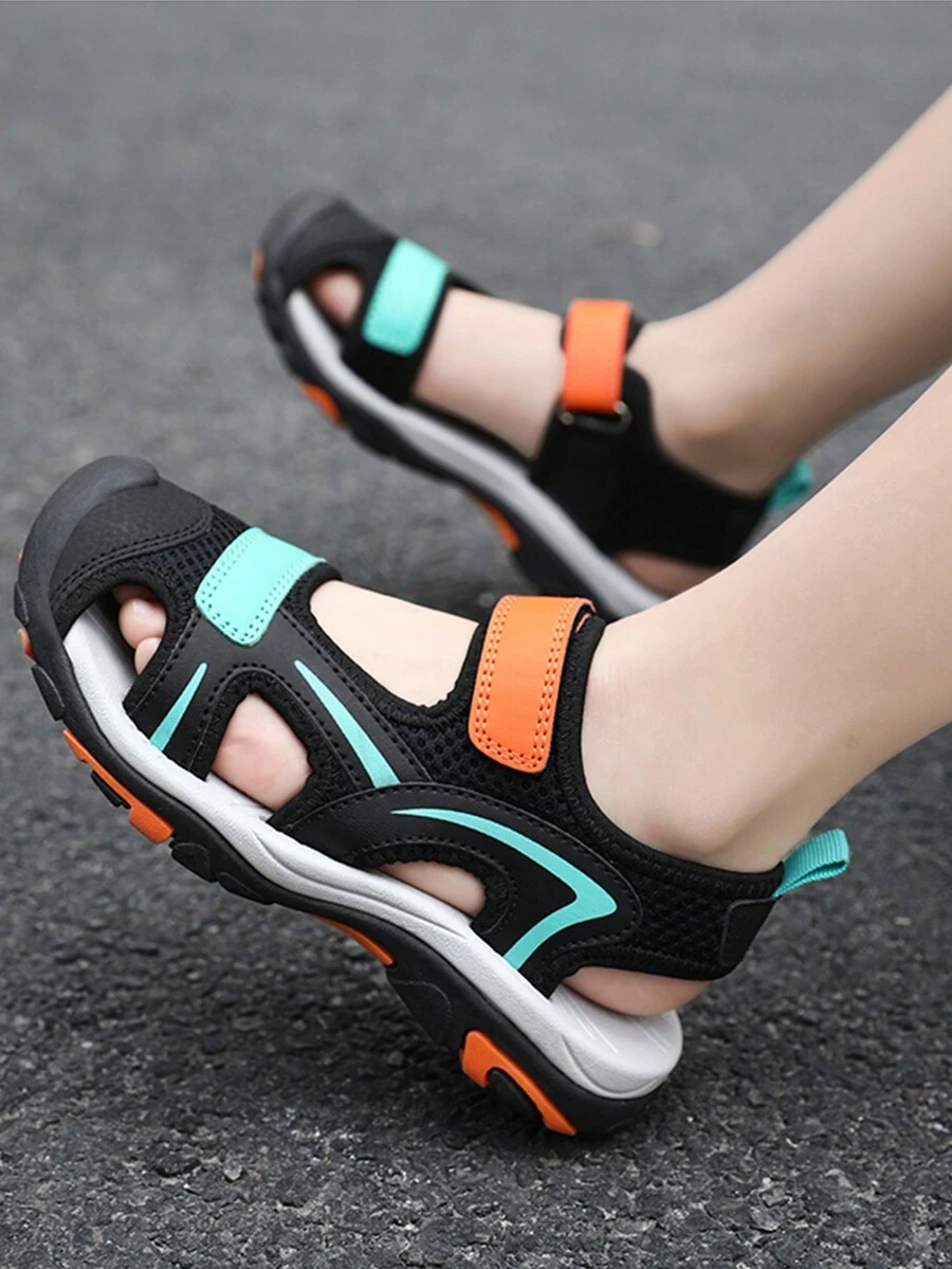 夏季透氣閉趾防滑橡膠底兒童涼鞋 - 彩色 - 查看 1