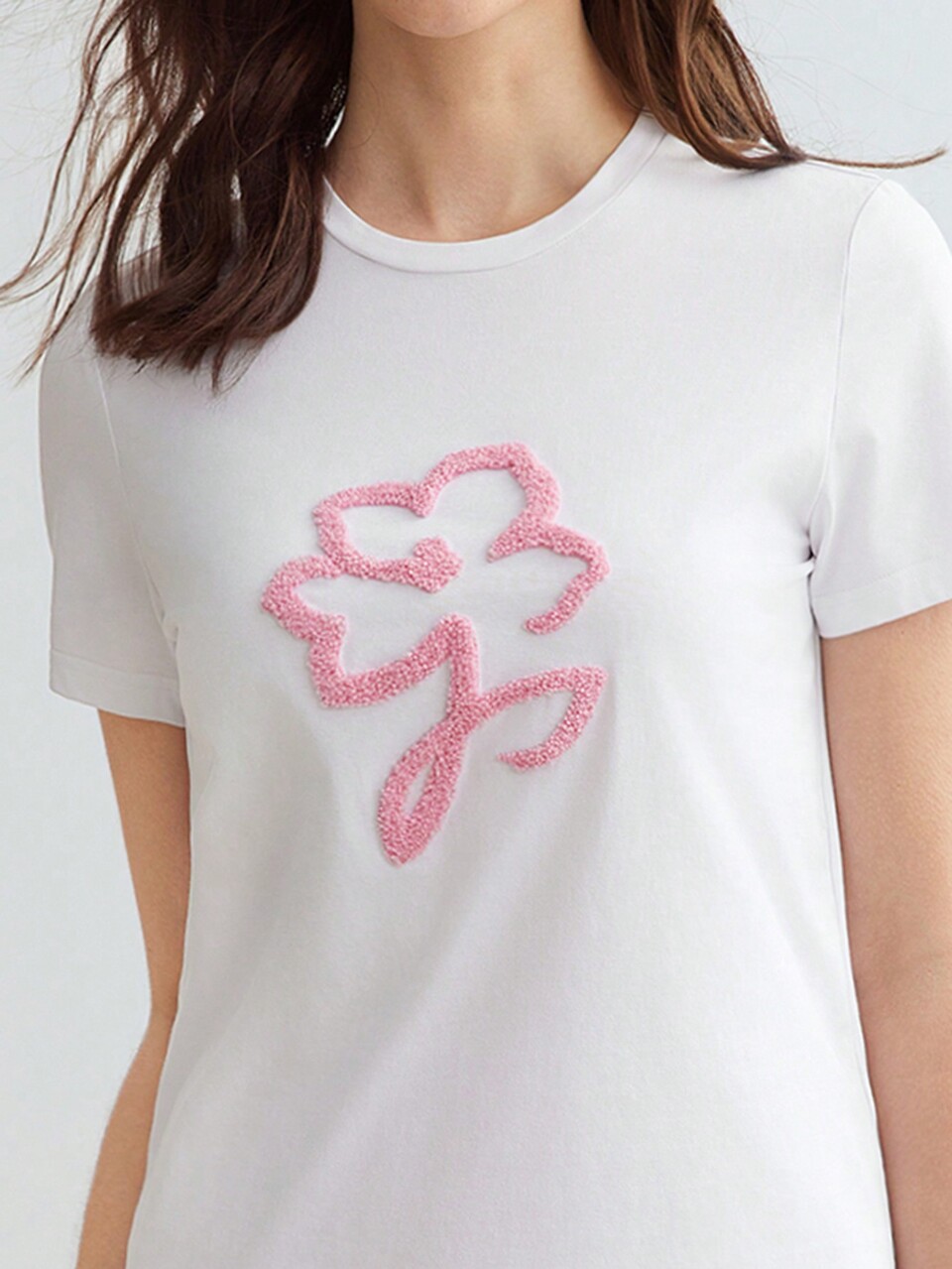 WOMEN'S KNITTED T-SHIRT WITH FLORAL PATTERN,VALENTINE'S DAY,GRAPHIC TEE