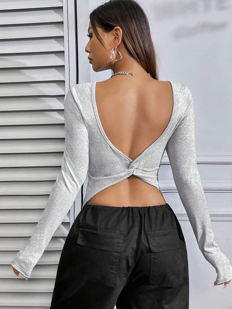 Back Knot Long Sleeve T-Shirt