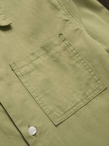 Manfinity Homme Men's Long Sleeve Denim Shirt With Multiple Pockets - Green - View 6