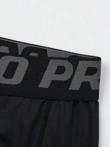 Gym Rark Boyfriend Style Men's Contrast Color Letter Printed Sport Leggings With Decorative Bands 3-Piece Set - Black - View 6