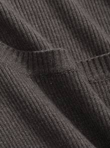 DAZY 女式修身圆领毛衣，长袖上衣秋季 - 灰色 - 查看 6