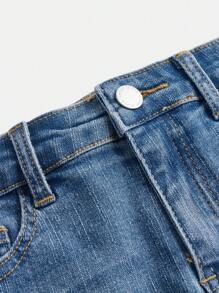 SHEIN Shorts De Mezclilla Desgastados Para Chicas Preadolescentes