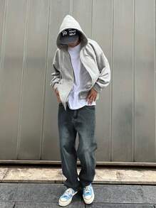 Manfinity EMRG 宽松男士纯色阔腿牛仔裤