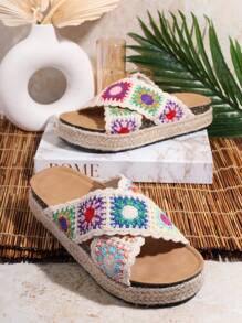 SHUZIA Women's Wedge Heel Platform Sandals Summer Shoes Spring Shoes Spring Break Easter - Beige - View 2