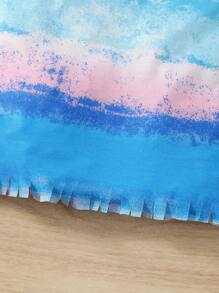 SHEIN Young Girl's Colorful Ombre Fringed Hem Dress - Multicolor - View 6