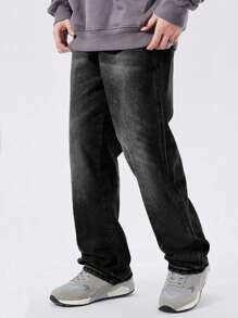 Nam Chất rắn Túi nghiêng Quần legging thẳng - màu đen - Xem 5