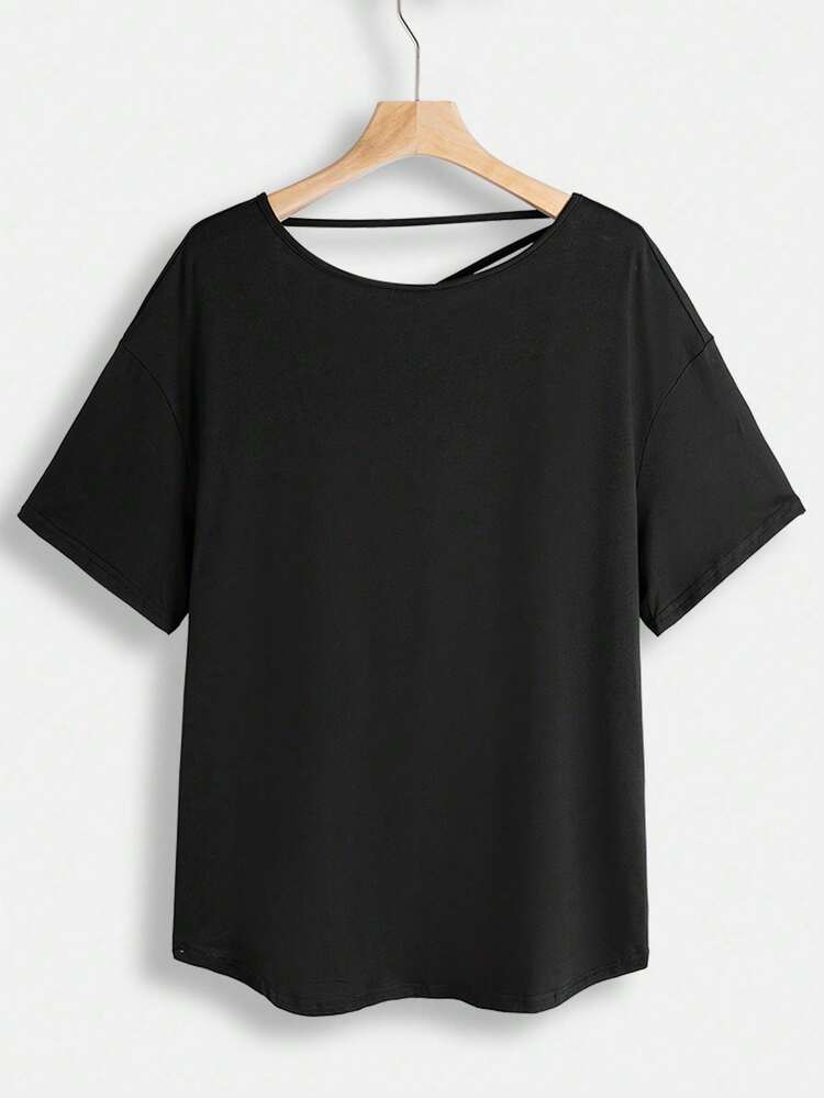 Plus Size 3pcs/Set Cross Back Loose Fit Casual T-Shirts