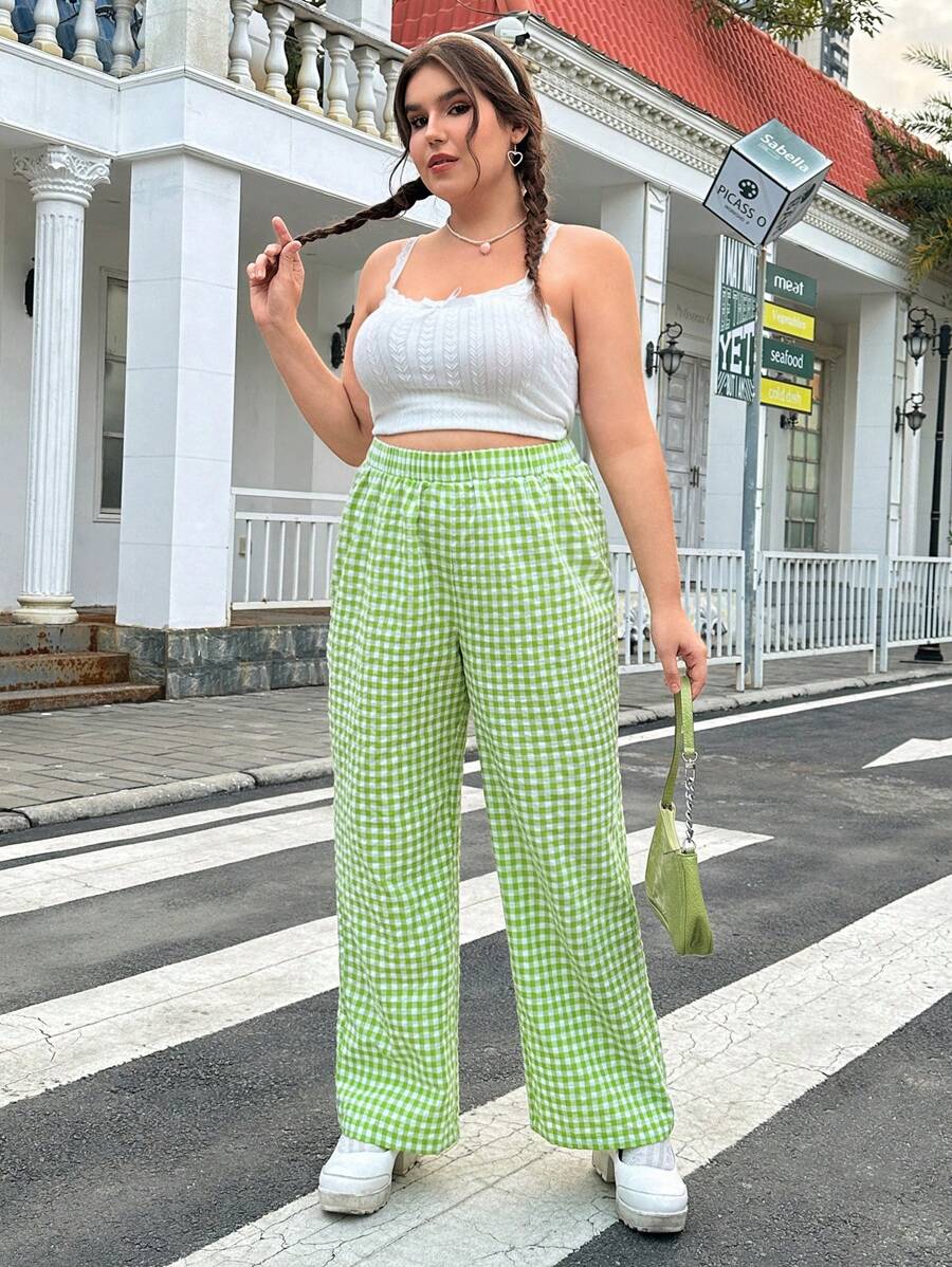 SHEIN MOD Karierte Hosen Für Damen In Übergröße