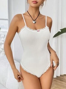 SHEIN Unity 女士拼接蕾絲背心連體襯衫 - 白色 - 查看 1