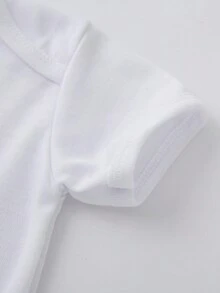 1 Miếng Em bé Cô gái Ngắn tay Áo liền quần chặt Với In Khẩu hiệu - trắng - Xem 3