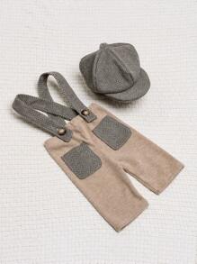 SHEIN 男嬰鋸齒形印花連身褲&帽拍攝套裝 - 彩色 - 查看 2