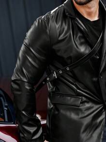 Manfinity Homme Men's Pu Suit Jacket - Black - View 5