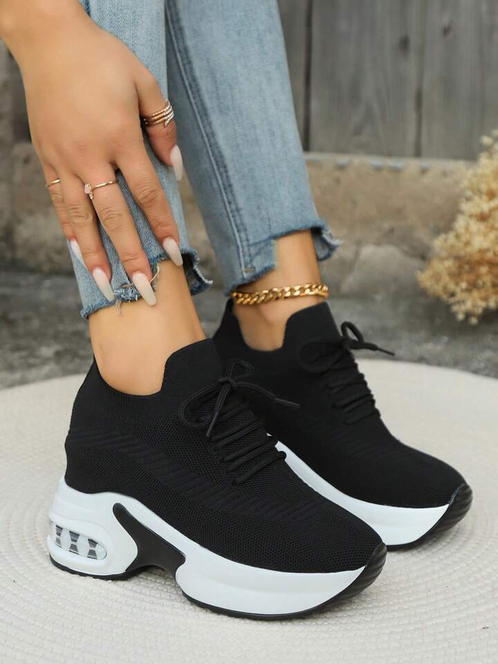 Women s Platform Wedge Sneakers Casual Comfortable Increased Height Shoes