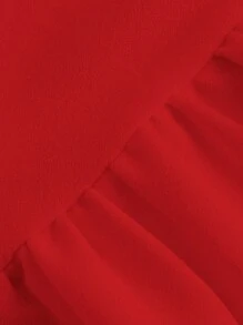 SHEIN MOD Ladies' Red Solid Color Sleeveless Dress - Red - View 3