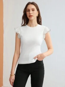 MOTF PREMIUM ÁO PHÔNG CÓ GÂN TAY LỖ ĐAN DÂY CHO NỮ, NGÀY VALENTINE - trắng - Xem 6